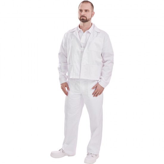PANTALON CU PIEPTAR ALB MEDICAL